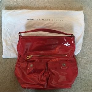Marc by Marc Jacobs red patent hobo bag