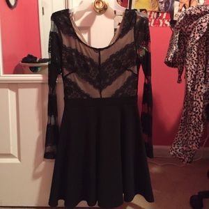 Black laced long sleeve dress