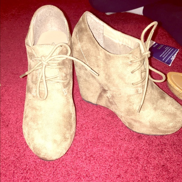 Suede wedged booties!!!