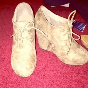 Suede wedged booties!!!