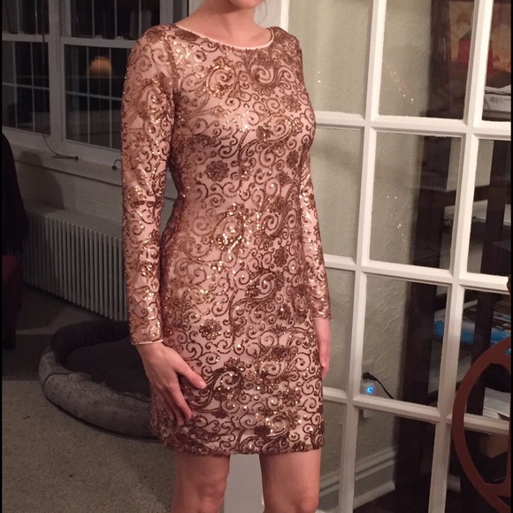 Jessica Simpson Rose Gold/Copper Sequin Dress