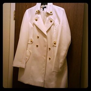 White AGB winter coat with gold buttons