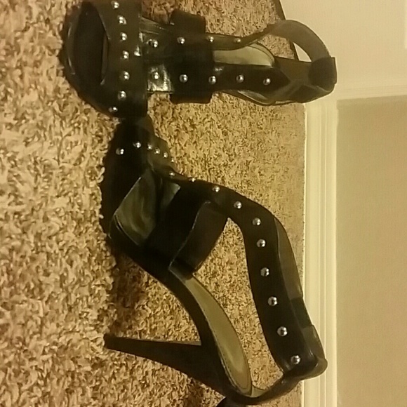 Black heels with silver stud design