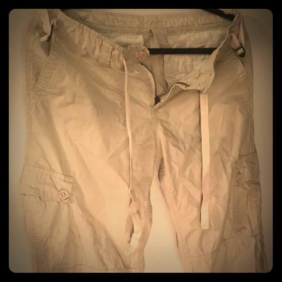 Roxy Brand Embroidered Khaki Pants sz 9 - Picture 1 of 4