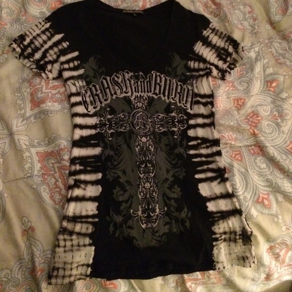 Crash & burn Black and Tan tie dye Tee - Picture 1 of 4