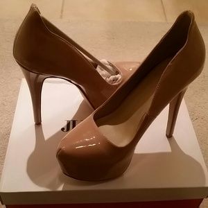 JustFab Nude Patent Platform Heels