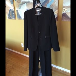 Tahari Black Pinstripe Suit