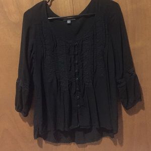 Black fancy scrunchy 3/4 sleeve