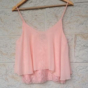 Lace/chiffon top