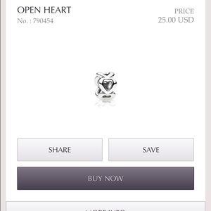 Pandora silver heart charm