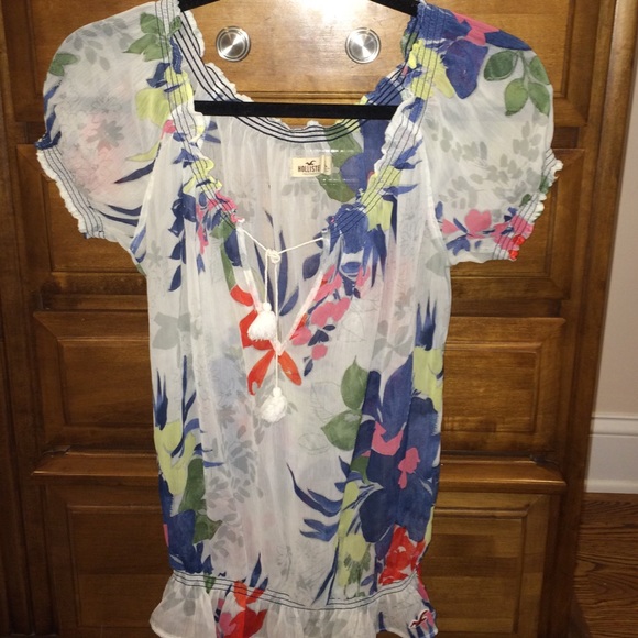 Hollister sheer floral shirt