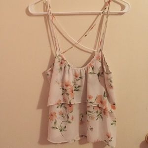 F21 floral cross cross spaghetti strap
