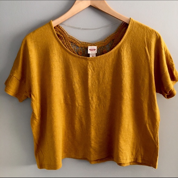 ~SOLD~Mossimo mustard yellow lace crop top - Picture 2 of 3