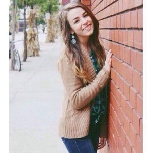 Tan Mossimo fold knit sweater, size XS