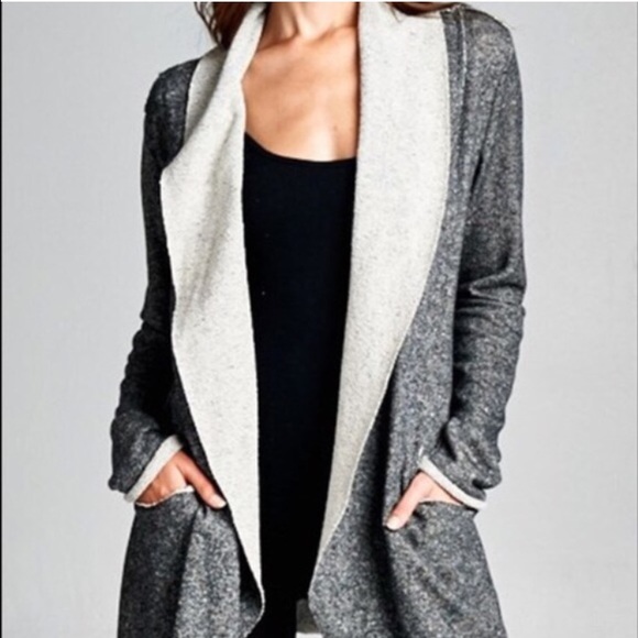 Boutique Sweaters - Last One | Black Marbled French Terry Cardigan