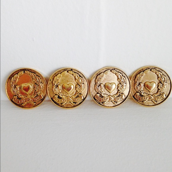 Vintage Moschino Cheap & Chic 4 Gold Metal Buttons - Picture 2 of 4