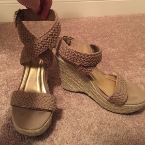Bamboo taupe wedges