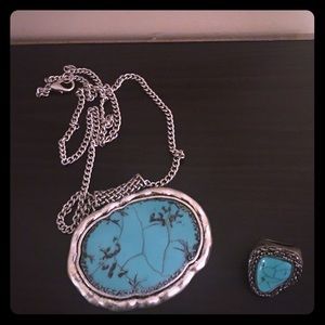 Turquoise and sterling silver necklace