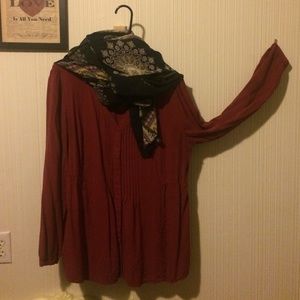 Burgundy long sleeve blouse