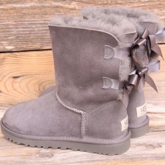 UGG Shoes - UGG Bailey Bow Grey Classic Sheepskin Boots US 5