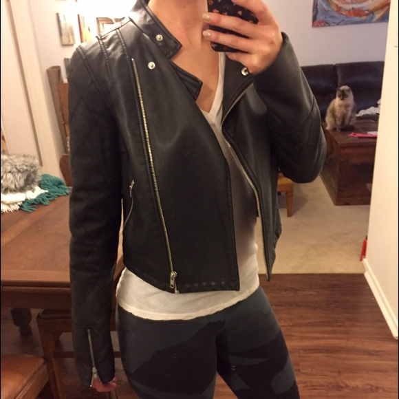 Essential black vegan leather jacket