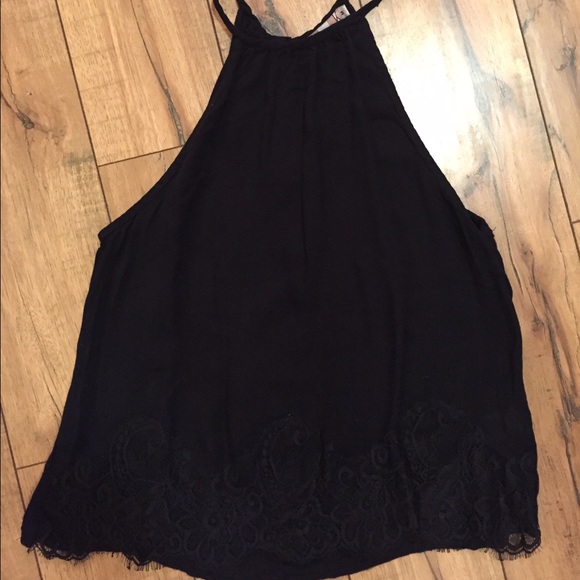 SOLD!!!! Black tank with pretty lace trim!