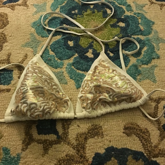 Sparkly white string bikini top - Picture 1 of 1