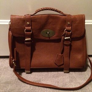 Cognac Vegan Leather Satchel