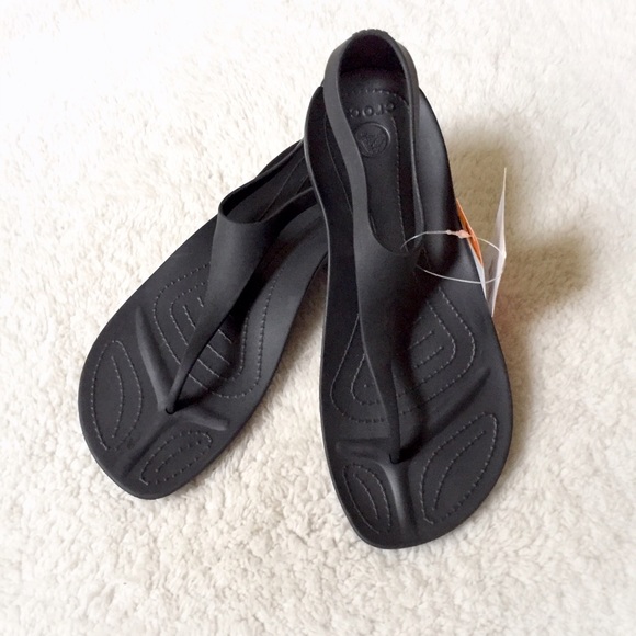 crocs Shoes - Crocs Black Sexi Flip Sandals