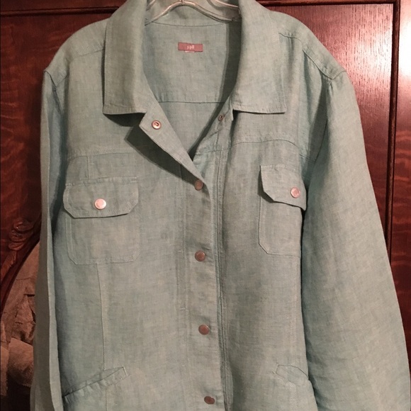 J.Jill sea foam linen jacket.