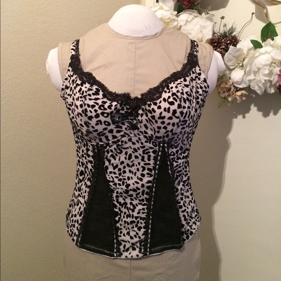 Frederick's of Hollywood Snow Leopard Corset Top