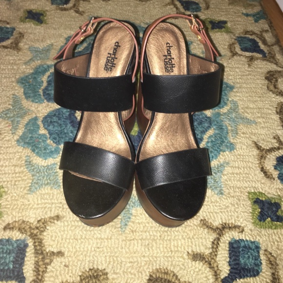 Charlotte Russe black and brown wedges