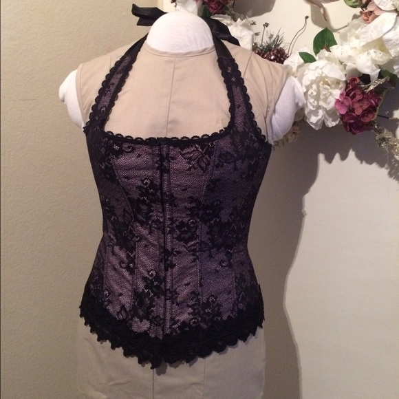 Frederick's of Hollywood Lace Halter Corset Top