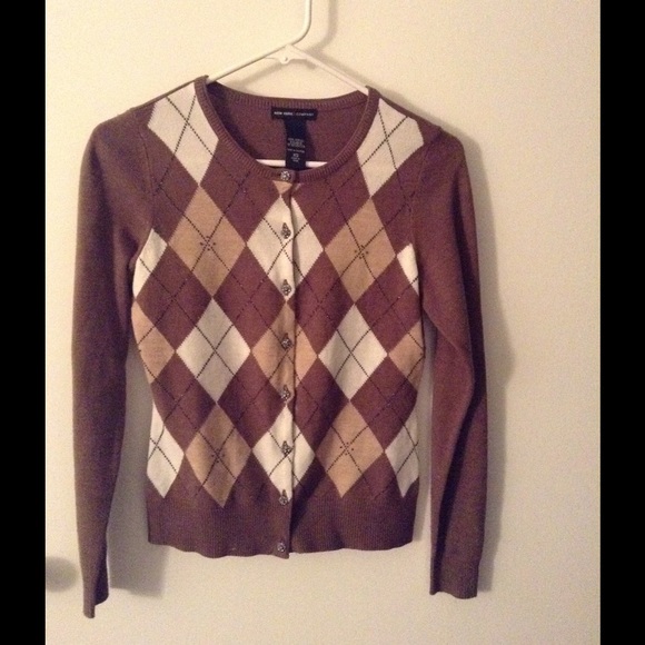 Brown Argyle NY & Company cardigan sweater - XS