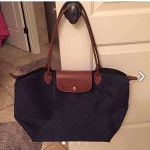 Authentic large navy blue Longchamp tote.