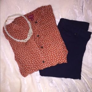 Merona Button Down Blouse | Burnt Orange