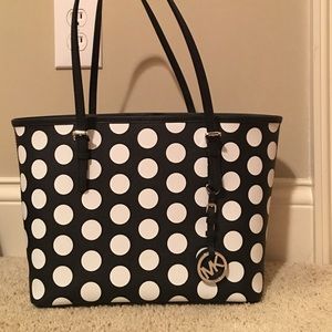 Michael Kors black polka dot purse