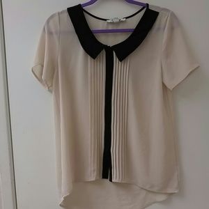 Forever21 LightPink/Nude Pleated Peter Pan Blouse