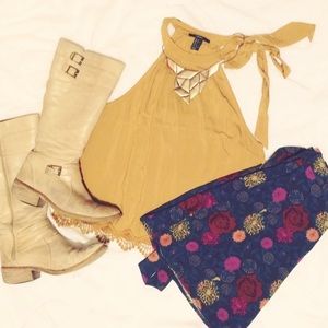 ⚡️Mustard Tie-Neck Halter Top