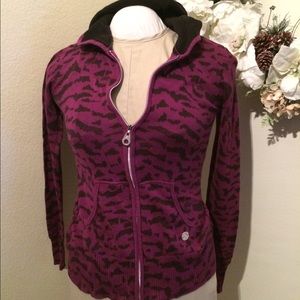 Fox Zipper Hoodie Purple Leopard