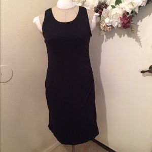 Liz Lange Maternity Black Midi Dress Side Ruching