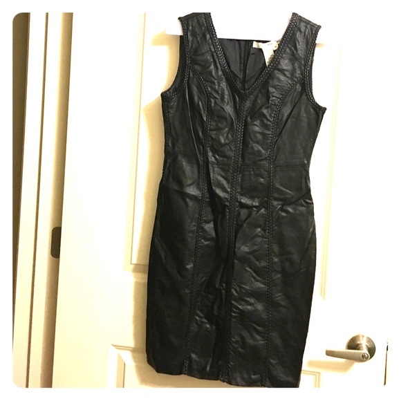 Black leather dress