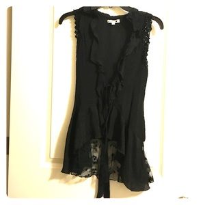 Black vest with lace detail