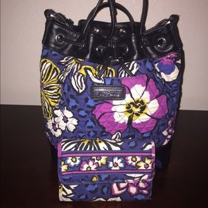 VERA BRADLEY DRAWSTRING CROSSBODY AND WALLET SET