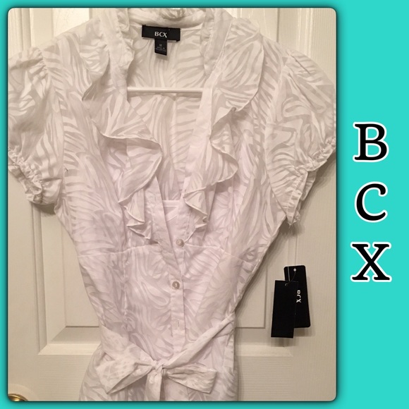 BCX White Button-Up Blouse