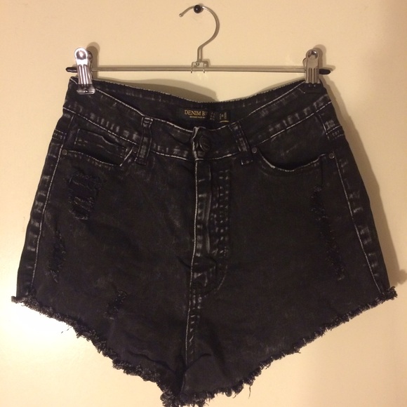 Black Denim High Waisted Shorts