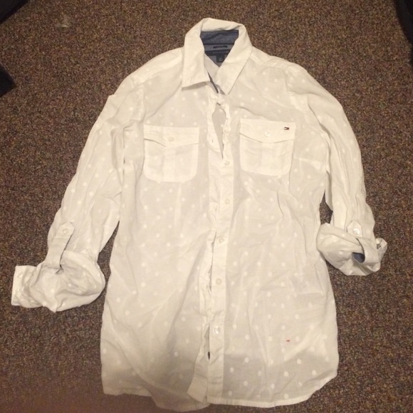 White Polkadot Button Down