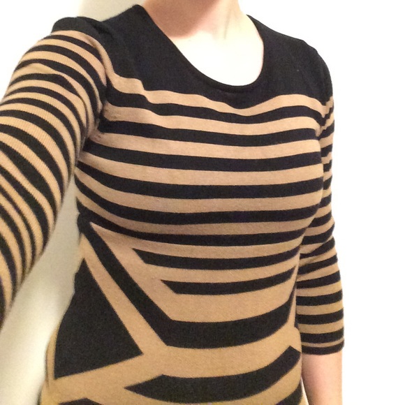 Brown and Black Striped Sweater Dress