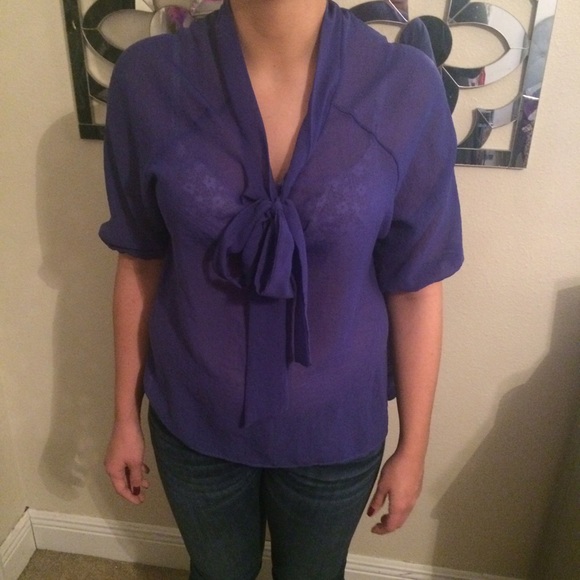 Blue blouse with bow