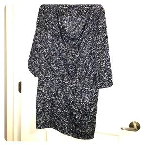 Blue black and white leopard printed dress